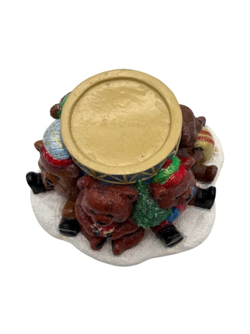 Vintage Handmade Christmas Bear Candle Holder With Hand-Painted Festive Design 4 - Picture 6 of 10